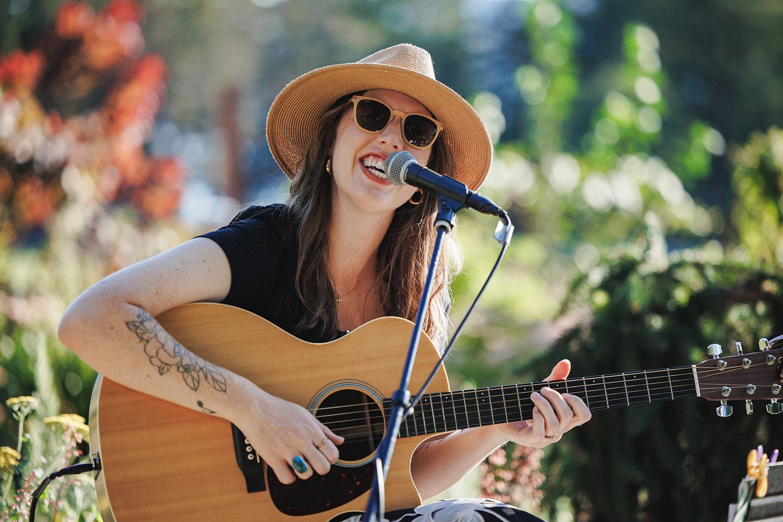A person playing a guitar